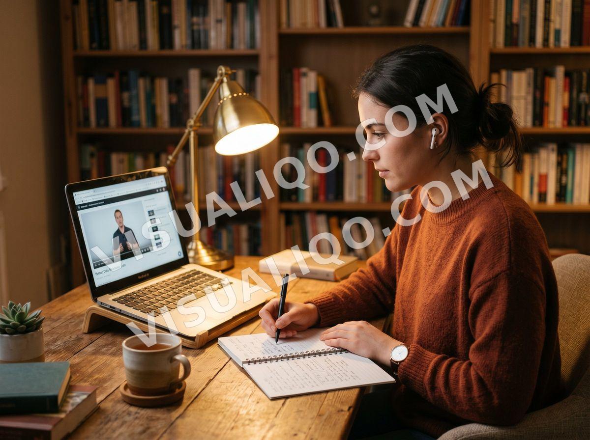 Работа вечером за рабочим столом