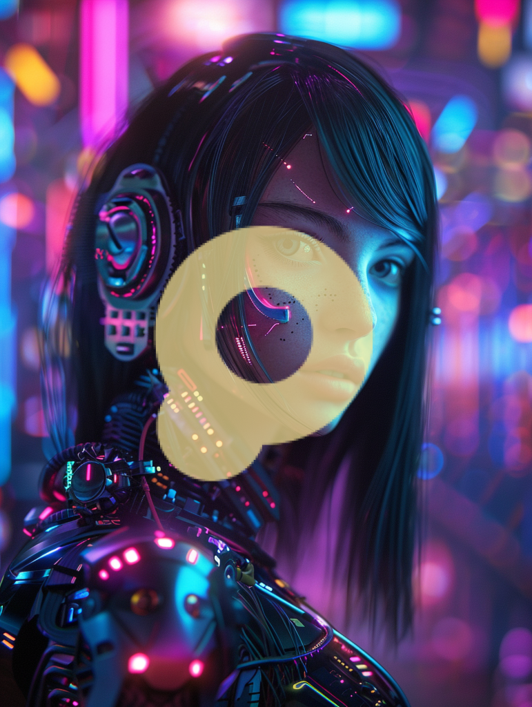 Портрет футуристической женщины-гуманоида с использованием передовых технологий