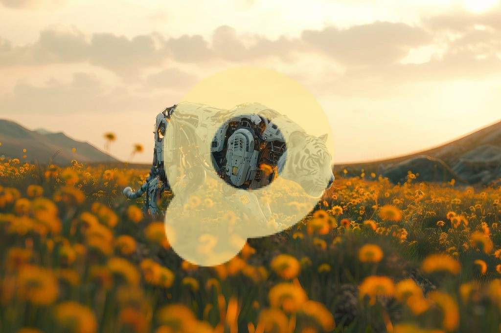 Футуристический наполовину робот-тигр